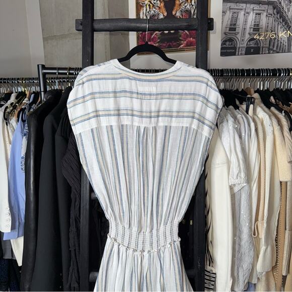 Rails Angelina Ryland Stripe Smocked Waist Linen Mini Dress - Picture 9 of 11